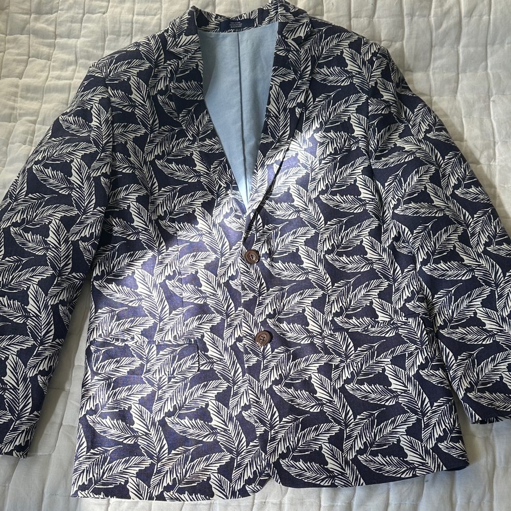 Boys IZOD lead Navy Leaf Print Blazer